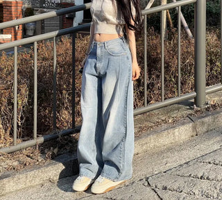 Neville Pintuck Vintage Semi-Wide Denim Long Pants