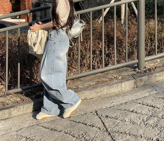 Neville Pintuck Vintage Semi-Wide Denim Long Pants