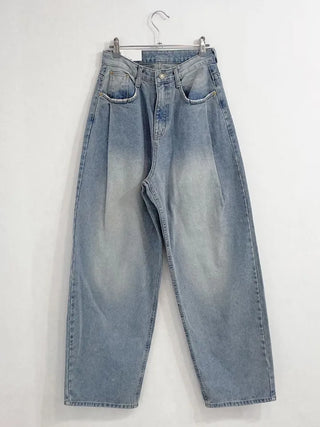 Neville Pintuck Vintage Semi-Wide Denim Long Pants