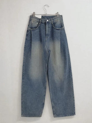 Neville Pintuck Vintage Semi-Wide Denim Long Pants