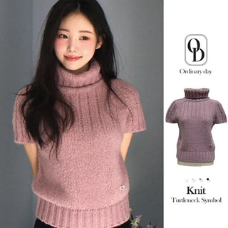 Petal Heart Point Turtleneck Polar Knit T-Shirt