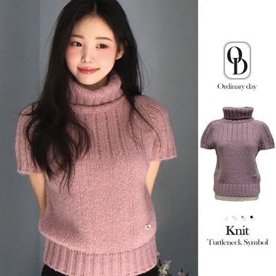 Petal Heart Point Turtleneck Polar Knit T-Shirt