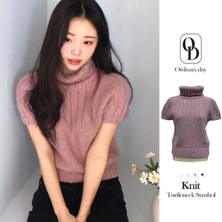 Petal Heart Point Turtleneck Polar Knit T-Shirt