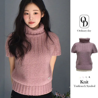Petal Heart Point Turtleneck Polar Knit T-Shirt
