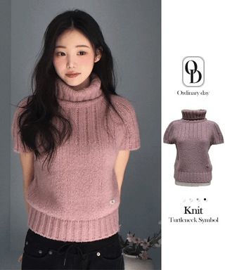 Petal Heart Point Turtleneck Polar Knit T-Shirt