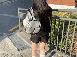 Cook color block stitch loose overfit cotton knit two-button trucker jacket