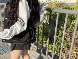 Cook color block stitch loose overfit cotton knit two-button trucker jacket