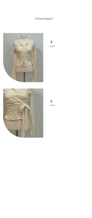 Wade Mood Button Two-Way Wave Wrap Cardigan