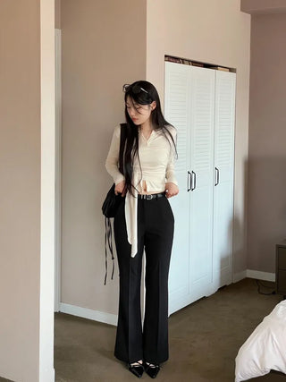 Wade Mood Button Two-Way Wave Wrap Cardigan