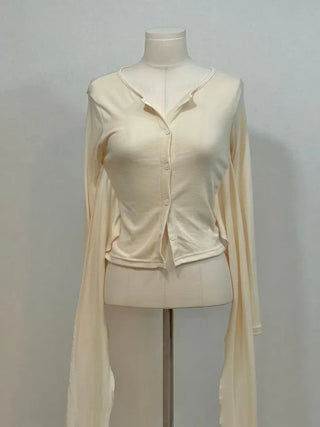 Wade Mood Button Two-Way Wave Wrap Cardigan