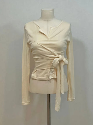 Wade Mood Button Two-Way Wave Wrap Cardigan