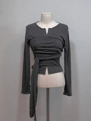 Wade Mood Button Two-Way Wave Wrap Cardigan