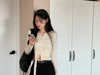 Wade Mood Button Two-Way Wave Wrap Cardigan