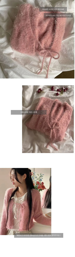 Poyong Lovely Soft Ribbon Knit Cardigan