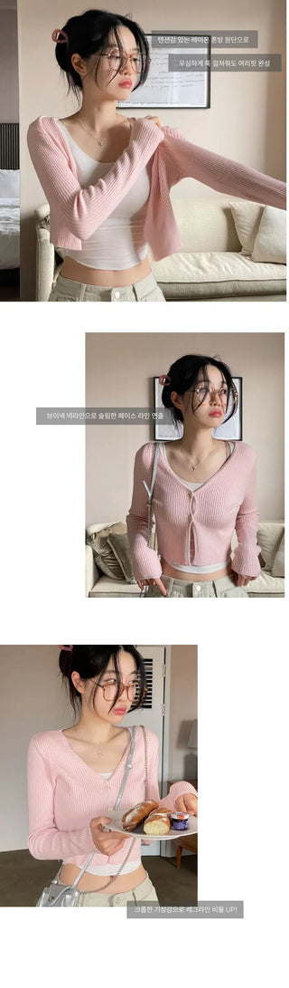 Wayne's slim ribbed V-neck cropped knit cardigan