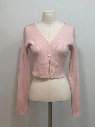 Wayne's slim ribbed V-neck cropped knit cardigan