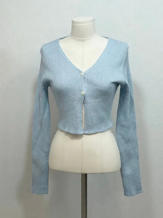 Wayne's slim ribbed V-neck cropped knit cardigan
