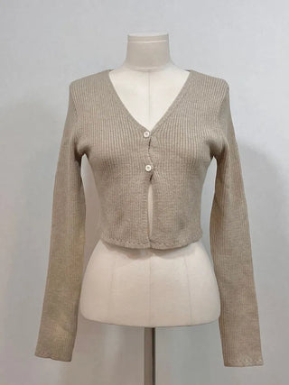 Wayne's slim ribbed V-neck cropped knit cardigan