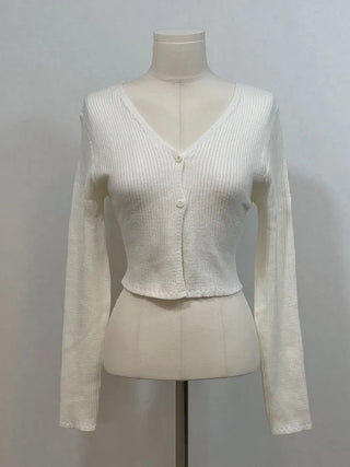Wayne's slim ribbed V-neck cropped knit cardigan