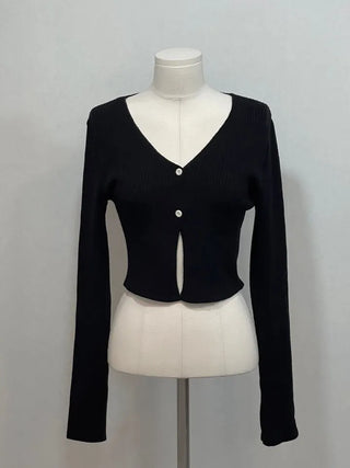 Wayne's slim ribbed V-neck cropped knit cardigan