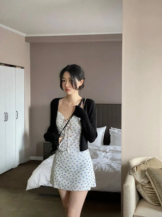 Page Ribbon Lace Flower Bustier Mini Dress