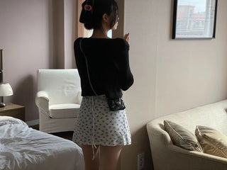 Page Ribbon Lace Flower Bustier Mini Dress