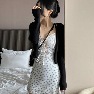 Page Ribbon Lace Flower Bustier Mini Dress