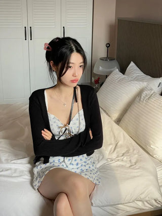 Page Ribbon Lace Flower Bustier Mini Dress