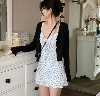 Page Ribbon Lace Flower Bustier Mini Dress