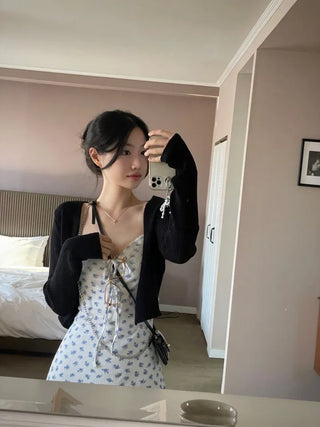 Page Ribbon Lace Flower Bustier Mini Dress