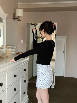 Page Ribbon Lace Flower Bustier Mini Dress