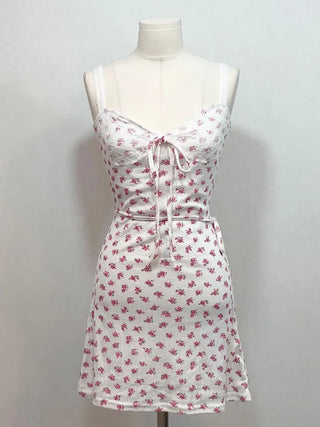 Page Ribbon Lace Flower Bustier Mini Dress