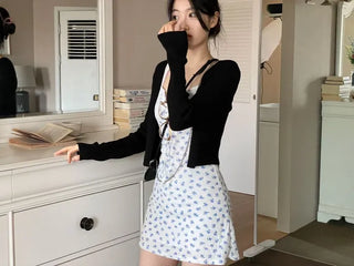 Page Ribbon Lace Flower Bustier Mini Dress