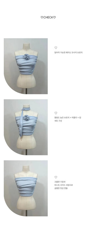 set main corsage brooch muffler crop nasi set