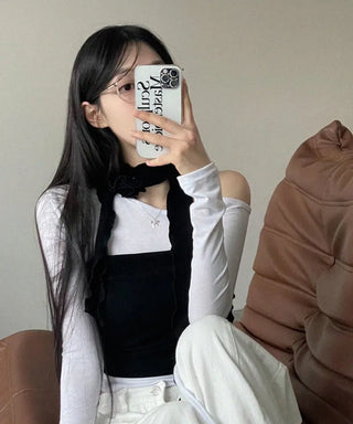 set main corsage brooch muffler crop nasi set