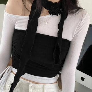 set main corsage brooch muffler crop nasi set