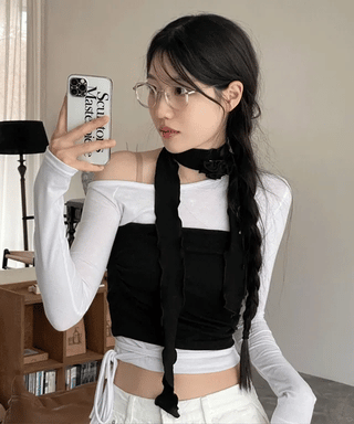 set main corsage brooch muffler crop nasi set