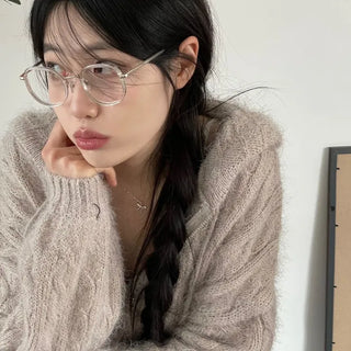 Peanut Buttery Twisted Two-Zip Crop Knit Hooded Zip-Up Cardigan