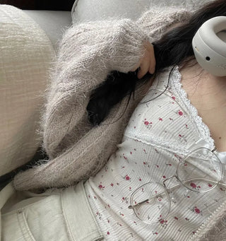 Peanut Buttery Twisted Two-Zip Crop Knit Hooded Zip-Up Cardigan