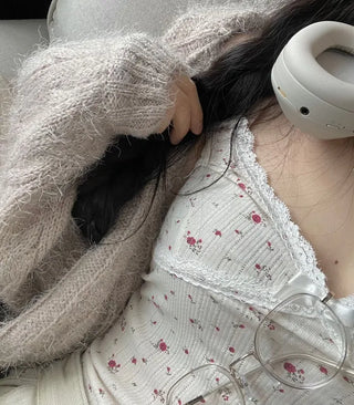 Peanut Buttery Twisted Two-Zip Crop Knit Hooded Zip-Up Cardigan