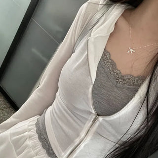 Pne lace adjustable tight layered sleeveless nasi