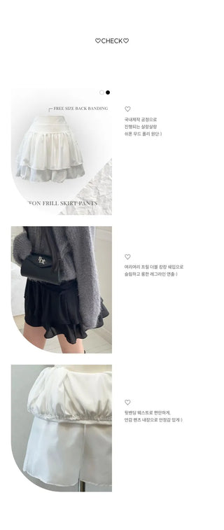 Shina Mood Chiffon Frill Cancan Back Banding Skirt Pants