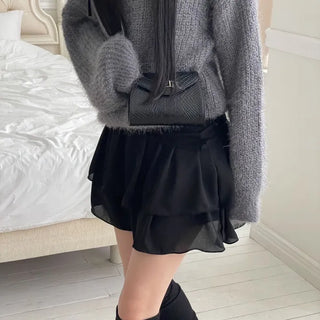 Shina Mood Chiffon Frill Cancan Back Banding Skirt Pants