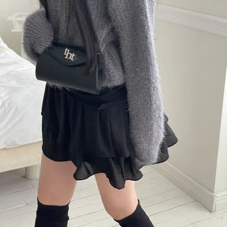 Shina Mood Chiffon Frill Cancan Back Banding Skirt Pants