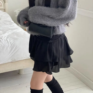Shina Mood Chiffon Frill Cancan Back Banding Skirt Pants