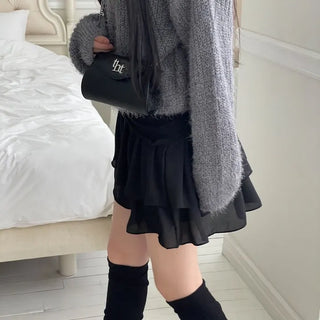 Shina Mood Chiffon Frill Cancan Back Banding Skirt Pants