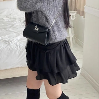 Shina Mood Chiffon Frill Cancan Back Banding Skirt Pants