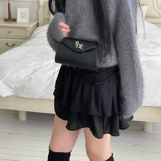 Shina Mood Chiffon Frill Cancan Back Banding Skirt Pants