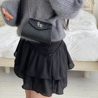 Shina Mood Chiffon Frill Cancan Back Banding Skirt Pants