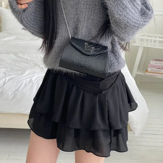Shina Mood Chiffon Frill Cancan Back Banding Skirt Pants